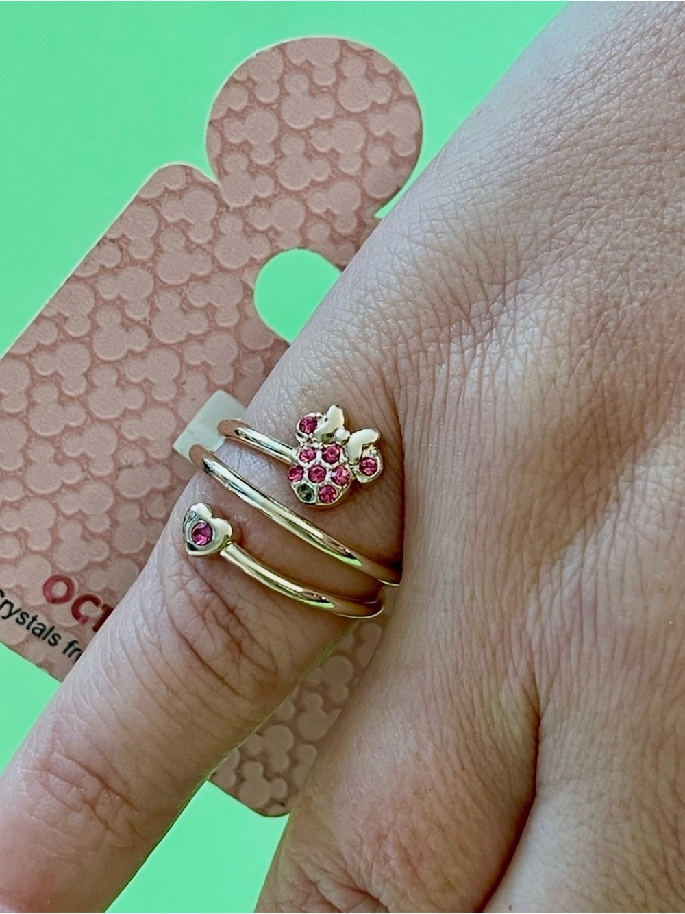 DISNEY PARKS SWAROVSKI CRYSTAL OCTOBER BIRTHSTONE SILVER TONE RING MINNIE MOUSE